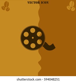 Film reel vector  icon Coffee symbol background.