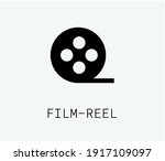 Film reel vector icon. Editable stroke. Symbol in Line Art Style for Design, Presentation, Website or Apps Elements. Pixel vector graphics - Vector