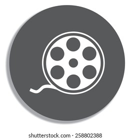 film reel vector icon on a grey background