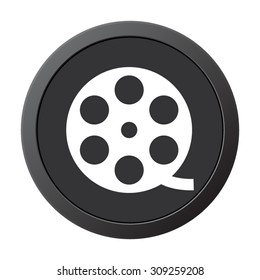 film reel  - vector icon on a grey button
