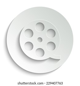 film reel  - vector icon with shadow on a round button