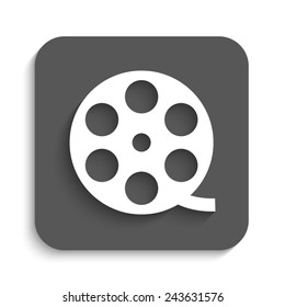 film reel - vector icon with shadow on a grey button