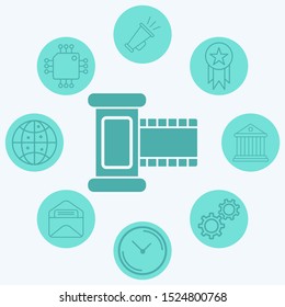 Film reel vector icon sign symbol