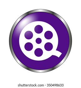 film reel - vector icon; violet button