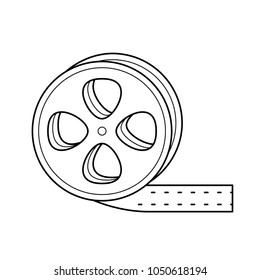 Film reel vector line icon isolated on white background. Film reel line icon for infographic, website or app. Icon designed on a grid system.