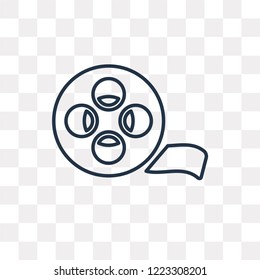 Film Reel vector outline icon isolated on transparent background, high quality linear Film Reel transparency concept can be used web and mobile