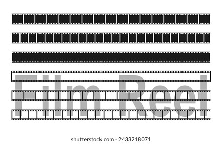Conjunto de vector de carrete de película. ilustración de diseño plano aislado sobre fondo blanco.