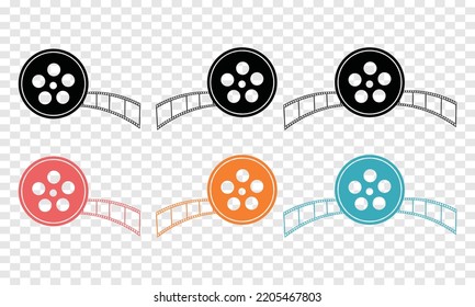 Film reel vector set icon. Movie reel vector icon design template