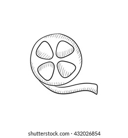 Film reel vector sketch icon isolated on background. Hand drawn Film reel icon. Film reel sketch icon for infographic, website or app.