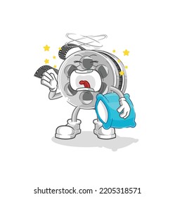 the film reel yawn character. cartoon mascot vector