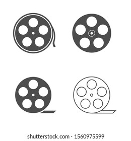 Film reels. Movie reel icon set, cinematography symbol Vector