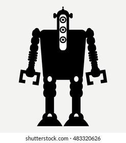 film retro robot, retro robot, vector robot silhouette 