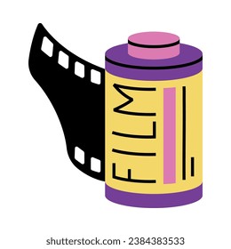 Film Roll as Bright Item from Nineties Vector Illustration