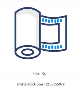 Film Roll And Clip Icon Concept