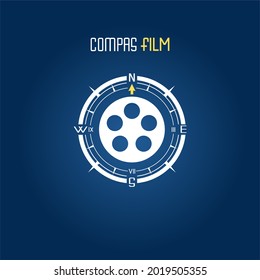 film roll and compass vector illustration