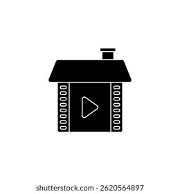 film roll house icon, simple flat style, illustration, logo sign symbol pictogram template, for ui or ux isolated on white for mobile app, editable