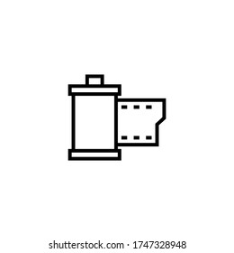 Film Roll Icon in black line style icon, style isolated on white background