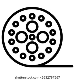 Film roll icon Black and white outline vector