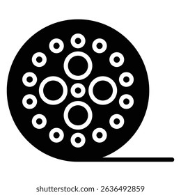 Film roll icon Flat outline fill black and white