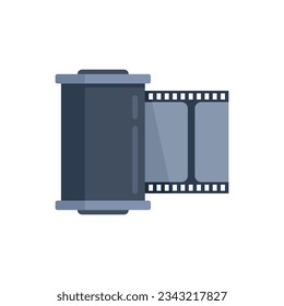 Film roll icon flat vector. Camera photo. Negative photography isolated