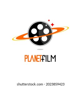 film roll icon illustration in the shape of a planet