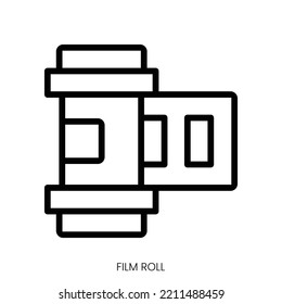 film roll icon. Line Art Style Design Isolated On White Background