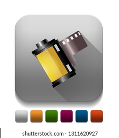 film roll icon With long shadow over app button