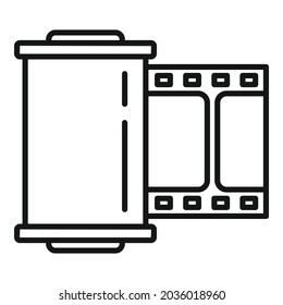Film roll icon outline vector. Camera photo. Negative photography