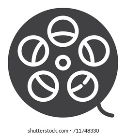 Film roll icon vector, filled flat sign, solid pictogram isolated on white. Symbol, logo illustration.