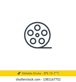 Film Roll Icon / Vector - In Line / Stroke Design