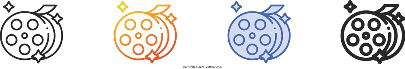 film roll icon.Thin Linear, Gradient, Blue Stroke and bold Style Design Isolated On White Background