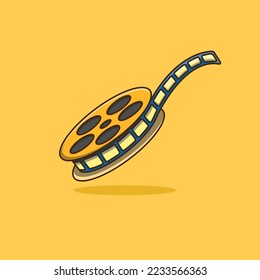 film roll illustration in cartoon style on isolated background. movie concept icon