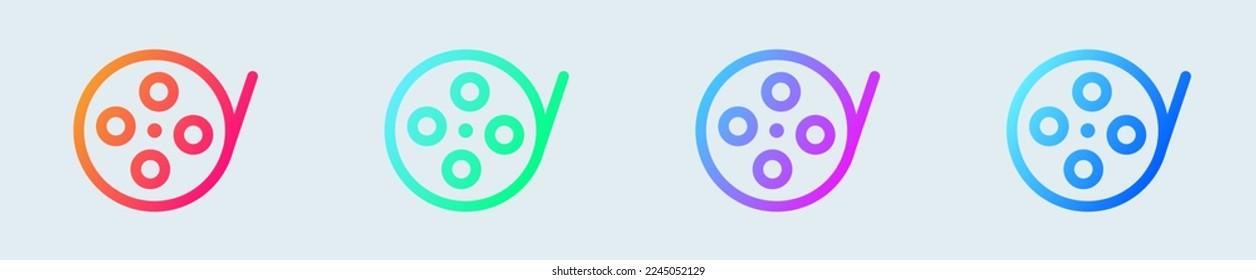 Film roll line icon in gradient colors. Cinema signs vector illustration.