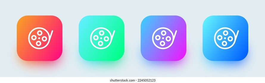 Film roll line icon in square gradient colors. Cinema signs vector illustration.