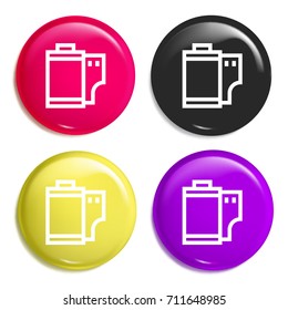 Film roll multi color glossy badge icon set. Realistic shiny badge icon or logo mockup