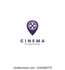 film roll with pointer logo design on isolated background