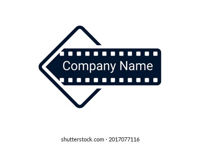 film roll simple and minimalist vector logo banner for film maker, production house, artist name tag