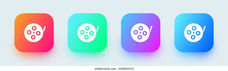 Film roll solid icon in square gradient colors. Cinema signs vector illustration.