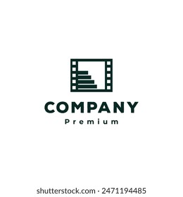 film roll with stairs logo design vector icon symbol illustration