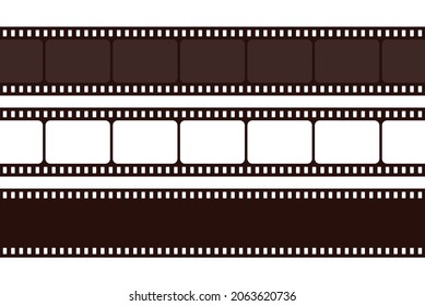 Film roll strip. Old retro 35mm photo camera frame slide, filmstrip negative roll, photography coil. Vector illustration