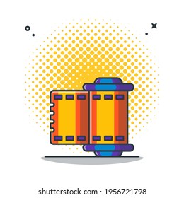 Film Roll Vector Cartoon Illustration. Photography Icon Concept White Isolated. Flat Cartoon Style Suitable for Web Landing Page, Banner, Sticker, and Background