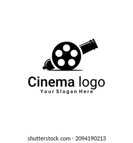 film roll vector, house, cannon, cinema logo illustration vector, studio, video, film