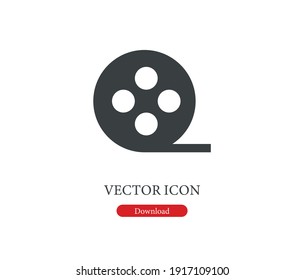 Film roll vector icon. Editable stroke. Symbol in Line Art Style for Design, Presentation, Website or Apps Elements, Logo. Pixel vector graphics - Vector