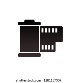 Film roll vector icon isolated on white background.