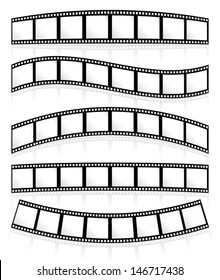 Film rolls on white, their eps 10 reflections following their curves, can be put on any background