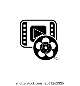 Film Rolls and Play media icon. Cinema icon vector