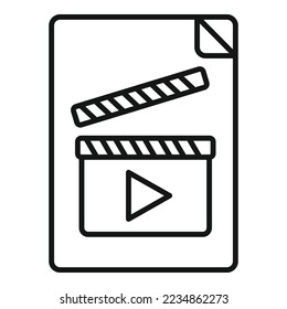 Film scenario paper icon outline vector. Activity movie. Ui video