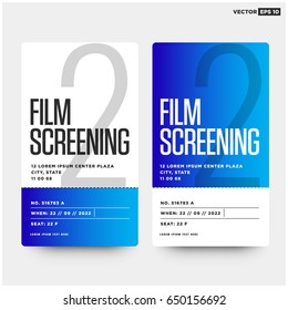 Film Screening Ticket Card Design With Seat and Venue Details