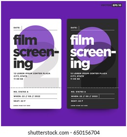 Film Screening Ticket Card Design With Seat and Venue Details