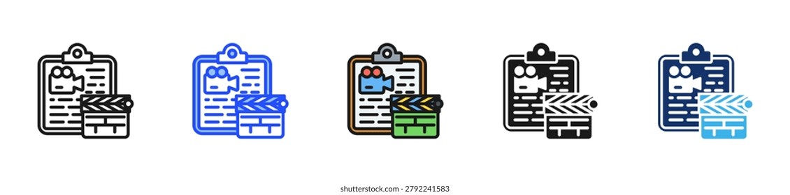 Film Script Icon Collection With Multiple Styles